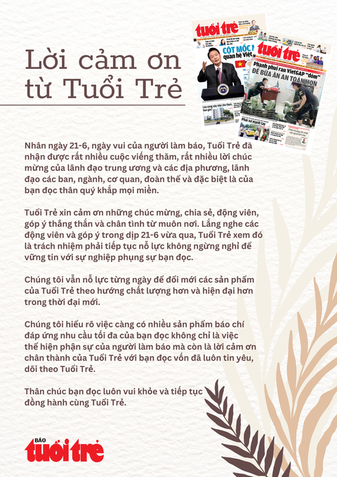Lời cảm ơn từ Tuổi Trẻ - Ảnh 1. Lời cảm ơn từ Tuổi Trẻ - Ảnh 1.