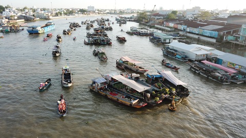 Cần Thơ lập ban quản lý để bảo tồn chợ nổi Cái Răng - Ảnh 1. Một góc chợ nổi Cái Răng hiện nay - Ảnh: CHÍ QUỐC