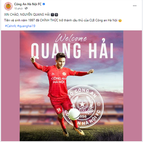 Sáng mai, Quang Hải ký với CLB Công An Hà Nội, hưởng lương cao top 3 - Ảnh 1. Sáng mai, Quang Hải ký với CLB Công An Hà Nội, hưởng lương cao top 3 - Ảnh 1.