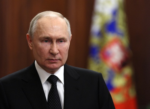 Tổng thống Putin lên tiếng về vụ trùm Wagner ‘phản quốc’ - Ảnh 1. Tổng thống Nga Vladimir Putin phát biểu trên truyền hình ngày 24-6 - Ảnh: REUTERS