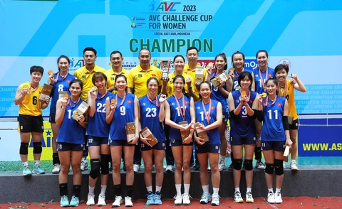 Thắng kịch tính trước Indonesia, bóng chuyền nữ Việt Nam vô địch AVC Challenge Cup - Ảnh 2. Đội tuyển bóng chuyền nữ Việt Nam vô địch AVC Challenger Cup 2023 - Ảnh: AVC