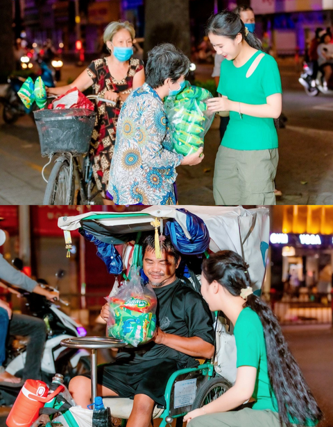 Nguyệt Minh làm từ thiện ngay sau khi về đến Việt Nam Nguyệt Minh làm từ thiện ngay sau khi về đến Việt Nam