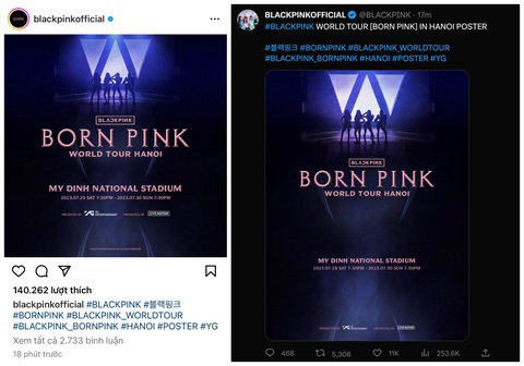BlackPink đã công bố thông tin về 2 đêm diễn tại Mỹ Đình trên các nền tảng mạng xã hội - Ảnh: Chụp màn hình BLACKPINK đã công bố thông tin về 2 đêm diễn tại Mỹ Đình trên các nền tảng mạng xã hội - Ảnh: Chụp màn hình