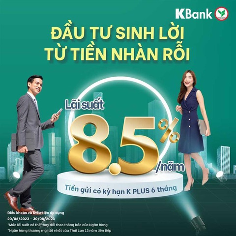 KBank áp dụng lãi suất 8,5% cho tiền gửi online 6 tháng - Ảnh 1. Đầu tư sinh lời từ tiền nhàn rỗi cùng KBank