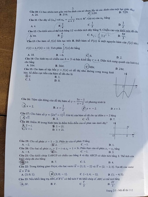 Đề thi toán, mã đề 112 Đề thi toán, mã đề 112