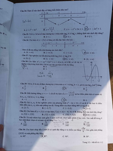 Đề thi toán, mã đề 112 Đề thi toán, mã đề 112