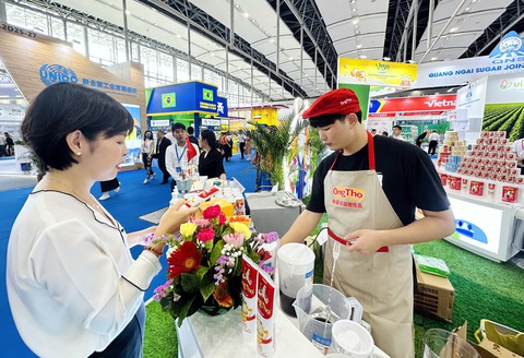 Hàng Việt chinh phục thị trường Trung Quốc - Ảnh 1. Người tiêu dùng Trung Quốc tìm hiểu sữa đặc Ông Thọ của Vinamilk, sản phẩm có nhiều ưa chuộng khi dùng để làm bánh, trà sữa, cà phê sữa... - Ảnh: THẢO THƯƠNG