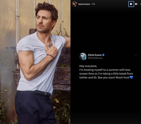 Đội trưởng Mỹ’ Chris Evans đóng mạng xã hội để... nghỉ hè - Ảnh 1. Đội trưởng Mỹ’ Chris Evans đóng mạng xã hội để... nghỉ hè - Ảnh 1.