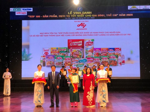 Ajinomoto Việt Nam vào Top 100 - sản phẩm, dịch vụ tốt nhất cho gia đình, trẻ em năm 2023 - Ảnh 1. Ajinomoto Việt Nam vào Top 100 - sản phẩm, dịch vụ tốt nhất cho gia đình, trẻ em năm 2023 - Ảnh 1.