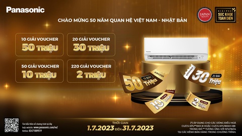 Mua điều hòa Panasonic chuẩn hãng nhật, nhận 300 voucher ưu đãi lớn - Ảnh 2. Chương trình ưu đãi ‘Mua điều hòa Panasonic, chuẩn hãng Nhật, trúng quà lớn’ được triển khai nhân dịp kỷ niệm 50 năm quan hệ ngoại giao Việt Nam - Nhật Bản.