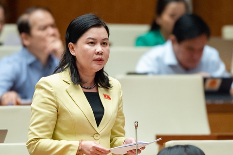 Cơ chế đột phá, cần phân quyền mạnh hơn cho TP.HCM - Ảnh 1. Đại biểu Nguyễn Phương Thủy phát biểu về nghị quyết thí điểm cơ chế đặc thù phát triển TP.HCM - Ảnh: GIA HÂN