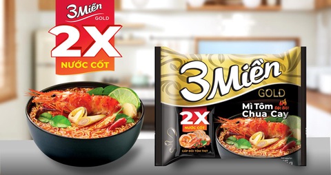 Mì 3 Miền nâng cấp gói nước cốt 2X nhân đôi đậm đà - Ảnh 2. Thưởng thức bữa ăn đậm đà, giá không đổi với mì 3 Miền phiên bản nước cốt 2X đậm đà hơn