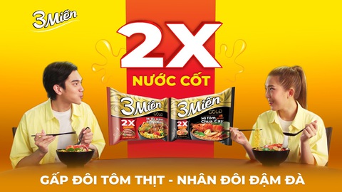 Mì 3 Miền nâng cấp gói nước cốt 2X nhân đôi đậm đà - Ảnh 3. Công thức nước cốt 2X gấp đôi tôm thịt, nhân đôi đậm đà nâng cấp trải nghiệm thưởng thức cho người dùng.