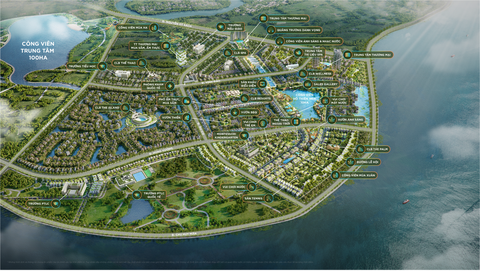 Hé lộ tâm điểm đón đầu sức nóng bất động sản quý 3 -2023 - Ảnh 4. Phối cảnh tổng thể dự án Eco Central Park bên dòng sông Lam - Ảnh: E.C.P.