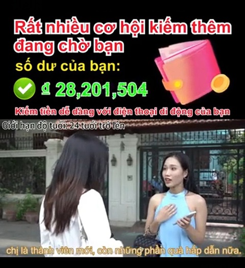 Các quảng cáo việc nhẹ lương cao hấp dẫn thường lợi dụng hình ảnh của các doanh nghiệp uy tín nhằm thu hút người dùng tham gia, nhưng sau đó có thể là một cái bẫy lừa đảo - Ảnh: ĐỨC THIỆN chụp lại màn hình Các quảng cáo việc nhẹ lương cao hấp dẫn thường lợi dụng hình ảnh của các doanh nghiệp uy tín nhằm thu hút người dùng tham gia, nhưng sau đó có thể là một cái bẫy lừa đảo - Ảnh: ĐỨC THIỆN chụp lại màn hình