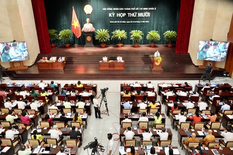 Đại biểu HĐND TP.HCM: Làm sao đường phố không còn cảnh chăn dắt trẻ em, người khuyết tật? - Ảnh 1. Phiên họp HĐND TP.HCM kết thúc sau phiên thảo luận tại các tổ - Ảnh: HỮU HẠNH