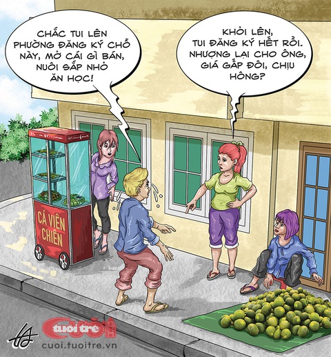 Vỉa hè: Từ 'cát cứ' thành 'đầu cơ'? - Ảnh 1. Vỉa hè: Từ "cát cứ" thành "đầu cơ"? - Tranh biếm họa của Nguyễn Tuấn Anh