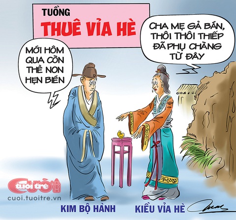 Truyện Kiều trên vỉa hè - Ảnh 1. Truyện Kiều trên vỉa hè - Tranh biếm họa của Đỗ Minh Tuấn