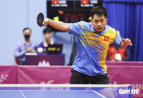 Vì sao HCV bóng bàn SEA Games 31 Nguyễn Đức Tuân xin rút lui khỏi đội tuyển? - Ảnh 1. Tay vợt Nguyễn Đức Tuân thi đấu tại SEA Games 32 vừa qua - Ảnh: ĐỨC KHUÊ