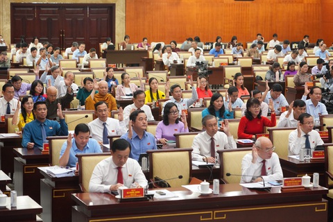 Hộ thoát nghèo ở TP.HCM được vay vốn làm ăn, đi lao động nước ngoài - Ảnh 1. HĐND TP.HCM thông qua nghị quyết - Ảnh: HỮU HẠNH