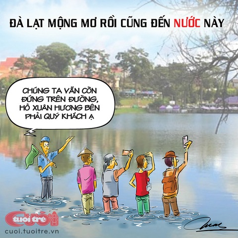 Đà Lạt mộng mơ rồi cũng đến... nước này - Ảnh 1. Đà Lạt mộng mơ rồi cũng đến... nước này - Tranh: Đỗ Minh Tuấn