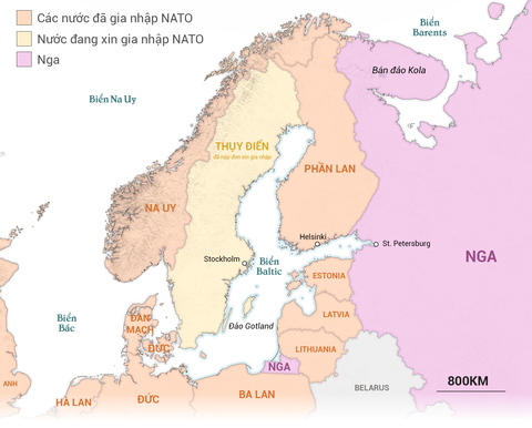 Bản đồ khu vực biển Baltic, cho thấy NATO đã kiểm soát phần lớn biển Baltic - Đồ hoa: WASHINGTON POST/NGỌC ĐỨC chuyển ngữ Bản đồ khu vực biển Baltic, cho thấy NATO đã kiểm soát phần lớn biển Baltic - Đồ họa: WASHINGTON POST/NGỌC ĐỨC chuyển ngữ