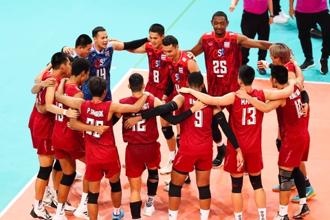 Bóng chuyền nam Việt Nam thua Thái Lan ở bán kết AVC Challenge Cup - Ảnh 1. Niềm vui của tuyển bóng chuyền Thái Lan - Ảnh: AVC