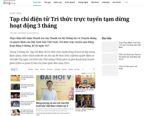 Zing News bị tước giấy phép 3 tháng và phạt hành chính 243,5 triệu đồng - Ảnh 1. Thông báo tạm dừng hoạt động của Zing News
