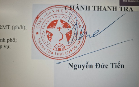 Thanh tra tỉnh Quảng Nam nói gì về thông tin con dấu thiếu ký hiệu quần đảo Hoàng Sa? - Ảnh 3. Một văn bản của Thanh tra tỉnh Quảng Nam, con dấu thiếu ký hiệu quần đảo Hoàng Sa bên bản đồ Việt Nam - Ảnh: K.A