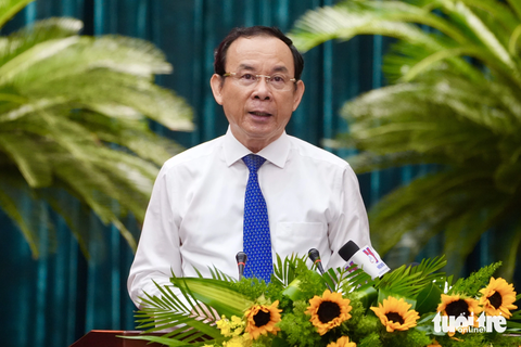 Bí thư Thành ủy Nguyễn Văn Nên - Ảnh: HỮU HẠNH Bí thư Thành ủy Nguyễn Văn Nên khai mạc hội nghị - Ảnh: HỮU HẠNH