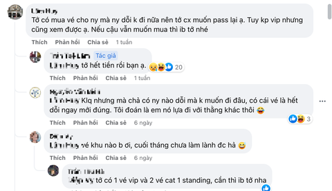 1001 lý do 'thoát vé' BlackPink - Ảnh 3. Muôn vàn lý do được nghĩ ra để bán lại vé - Ảnh: Chụp màn hình Facebook