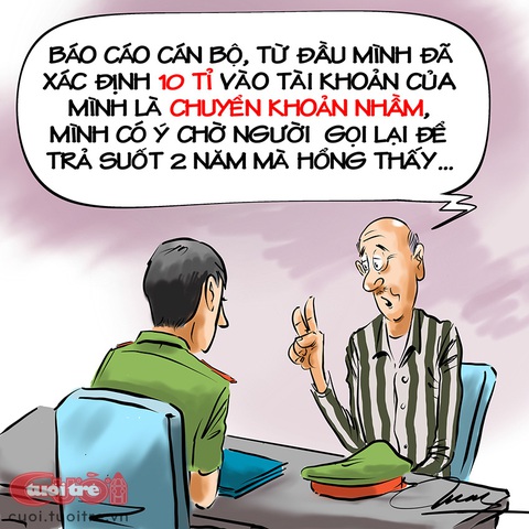 Thưa cán bộ, tui hổng có ăn hối lộ - Ảnh 1. Thưa cán bộ, tui hổng có ăn hối lộ - Tranh biếm họa của Đỗ Minh Tuấn