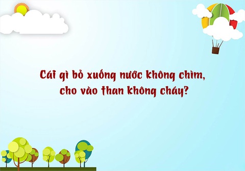 Câu đố hack não: Cái gì bỏ xuống nước không chìm, cho vào than không cháy? - Ảnh 1. Câu đố hack não: Cái gì bỏ xuống nước không chìm, cho vào than không cháy? - Ảnh 1.