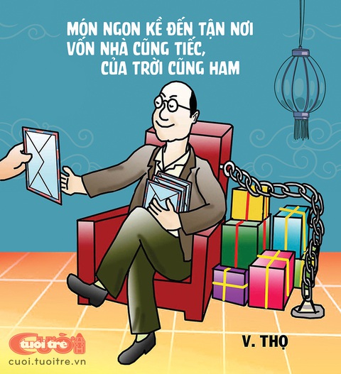 Quan tham lảy Kiều: Món ngon kề đến tận nơi... - Ảnh 1. Quan tham lẩy Kiều: Món ngon kề đến tận nơi, vốn nhà cũng tiếc, của trời cũng ham - Tranh: T.V.Thọ
