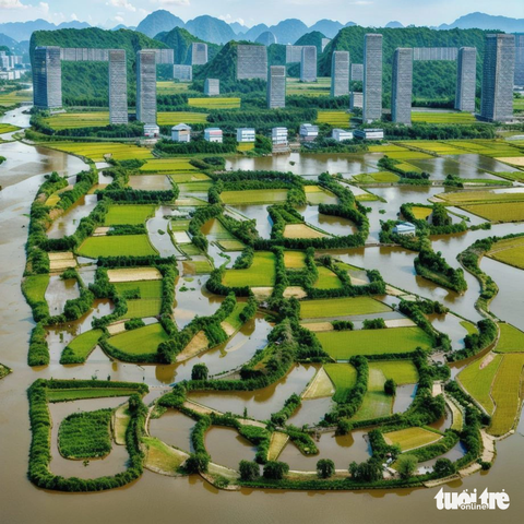 Dùng AI sáng tạo món ăn đặc sản An Giang thành mã QR - Ảnh 7. Mã QR lấy ý tưởng từ cảnh đẹp đồng bằng tỉnh Bắc Giang do Lâm Ngọc Thái thiết kế nhờ AI, sắp tới bạn dự tính áp dụng để giới thiệu những cảnh đẹp tại An Giang