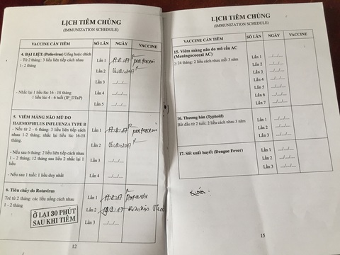 Tiêm ngừa vắc xin góp phần nhẹ gánh y tế cho xã hội - Ảnh 2. Ảnh chụp sổ tiêm ngừa 2 bé con tác giả bài viết