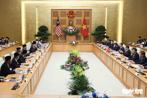 Thủ tướng Phạm Minh Chính đón, hội đàm Thủ tướng Malaysia - Ảnh 7. Toàn cảnh hội đàm giữa hai thủ tướng - Ảnh: NGUYỄN KHÁNH