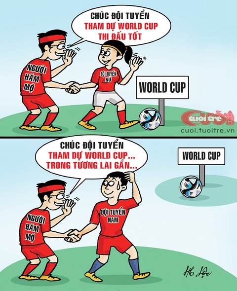 Chúc tuyển nữ, chúc luôn cả đội nam - Ảnh 1. Chúc tuyển nữ, chúc luôn cả đội nam - Tranh: Hữu Lộc