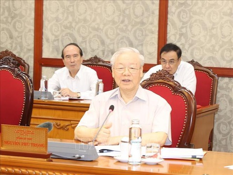 Tổng bí thư Nguyễn Phú Trọng chủ trì họp Bộ Chính trị, Ban Bí thư - Ảnh 1. Tổng bí thư Nguyễn Phú Trọng phát biểu kết luận cuộc họp - Ảnh: TTXVN