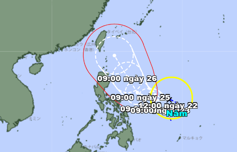 Áp thấp nhiệt đới ngoài khơi Philippines mạnh lên thành bão, bão Doksuri - Ảnh 1. Vị trí và hướng di chuyển bão Doksuri - Ảnh: JMA