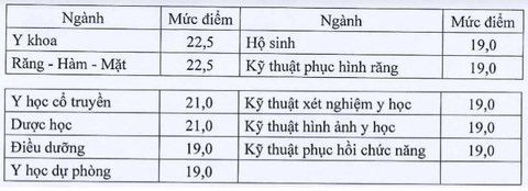 Công bố điểm sàn nhóm ngành sư phạm và sức khỏe - Ảnh 3. Điểm sàn nhóm ngành sức khỏe
