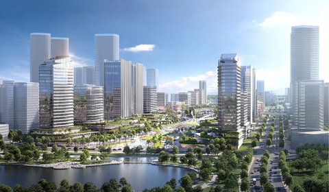 Công bố lộ trình di dời trụ sở 36 bộ, ngành, cơ quan trung ương ra khỏi nội đô Hà Nội - Ảnh 1. Mô hình trụ sở bộ, ngành tại khu vực Tây Hồ Tây - Ảnh: Bộ Xây dựng