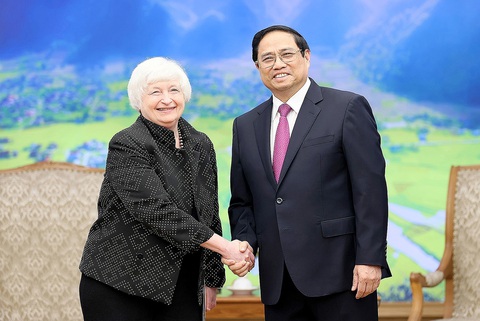 Thủ tướng Phạm Minh Chính tiếp Bộ trưởng Tài chính Mỹ Janet Yellen tại Hà Nội vào chiều 20-7 - Ảnh: TTXVN Thủ tướng Phạm Minh Chính tiếp Bộ trưởng Tài chính Mỹ Janet Yellen tại Hà Nội vào chiều 20-7 - Ảnh: TTXVN