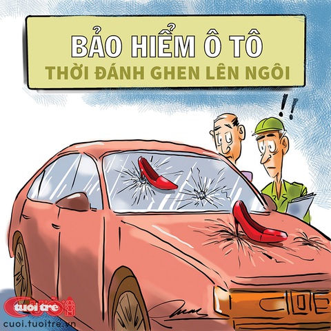 Bảo hiểm ô tô thời đánh ghen lên ngôi - Ảnh 1. Bảo hiểm ô tô thời đánh ghen lên ngôi - Tranh: Đỗ Minh Tuấn