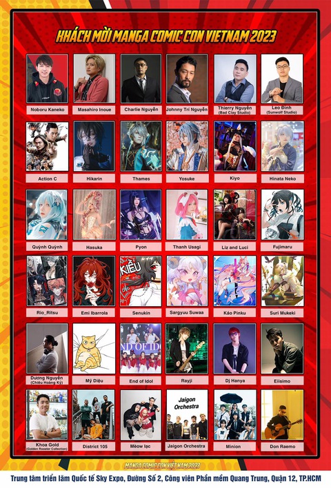 Dàn khách mời cực kì cực kì đồ sộ của sự kiện Manga Comic Com Việt Nam 2023 Dàn khách mời cực kỳ đồ sộ của sự kiện Manga Comic Con Việt Nam 2023