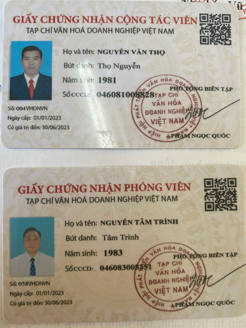 Truy tố 2 người làm việc cho một tạp chí về tội cưỡng đoạt tài sản - Ảnh 1. Giấy chứng nhận của tạp chí Văn Hóa Doanh Nghiệp Việt Nam