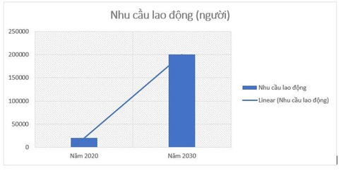 Mở rộng cơ hội việc làm với ngành logistics và quản lý chuỗi cung ứng - Ảnh 2. Biểu đồ nhu cầu nhân lực ngành logistics của Việt Nam đến năm 2030 - Nguồn: Hiệp hội Doanh nghiệp dịch vụ Logistics Việt Nam