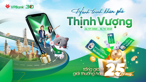 VPBank dành tặng 25 tỉ đồng với hàng triệu quà tặng giá trị cho khách hàng - Ảnh 1. Từ nay đến 15-10, VPBank triển khai dành tặng hàng triệu giải thưởng hấp dẫn có tổng giá trị lên tới hơn 25 tỉ đồng cho khách hàng - Ảnh: VPB