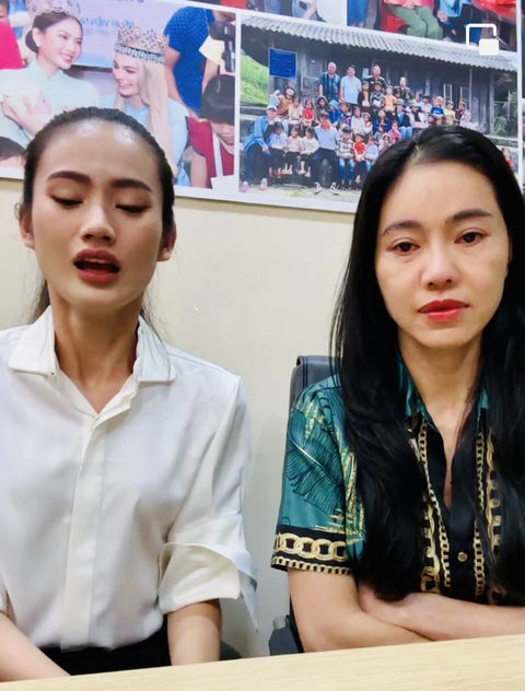 Hoa hậu Huỳnh Trần Ý Nhi (bìa trái) khóc, xin lỗi khán giả - Ảnh chụp màn hình Hoa hậu Huỳnh Trần Ý Nhi (bên trái) khóc, xin lỗi khán giả - Ảnh chụp màn hình