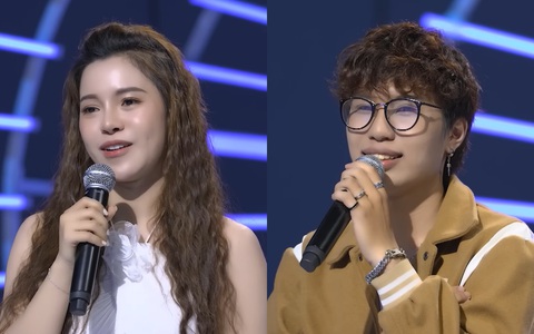 Thí sinh quên lời nhận vé vàng từ Nguyễn Quang Dũng tại Vietnam Idol 2023 - Ảnh 3. Từ trái qua: Phương Ly, Nguyễn Thành Đạt - Ảnh chụp màn hình